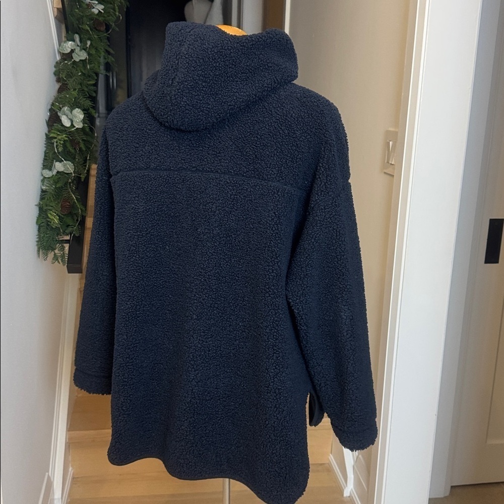 Old Navy Men's Sherpa 1/2 Zip Navy Hooded Sweater L - Picture 3 of 5